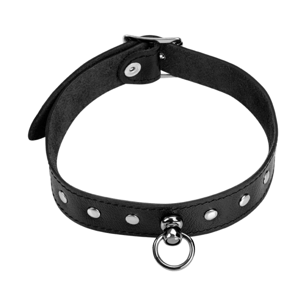 Leder-Halsband mit Flachnieten