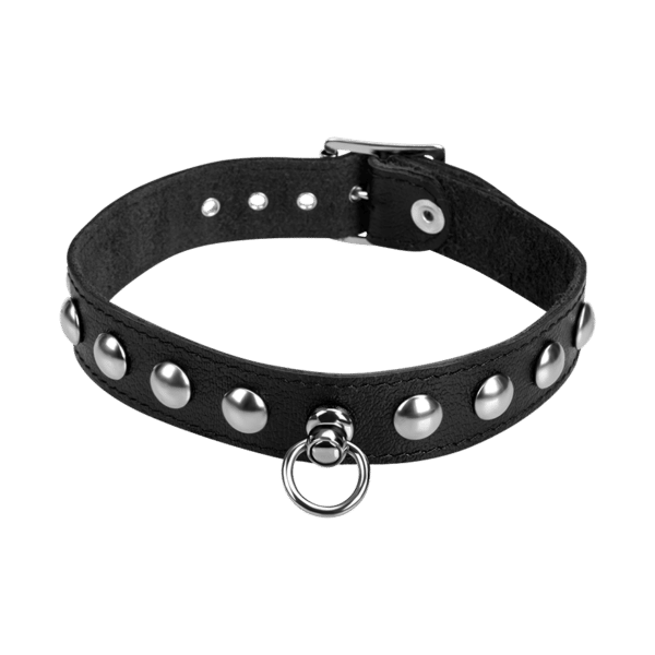 Leder-Halsband mit Rundnieten