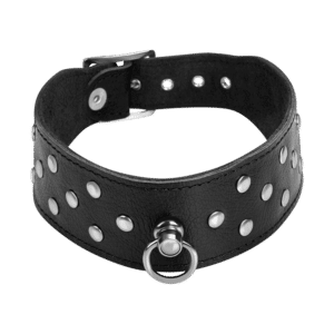 Breites Leder-Halsband mit Flachnieten