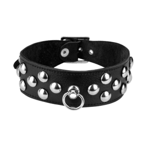 Leder-Halsband mit großen Flachnieten