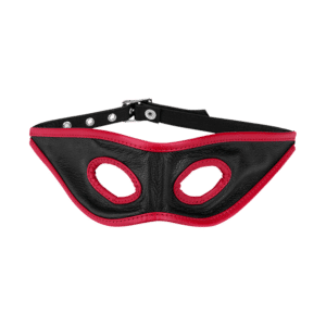 Offene Leder-Maske mit roten Säumen