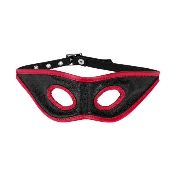 Offene Leder-Maske mit roten Säumen